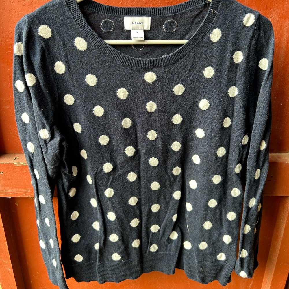 Old navy Dark blue white polkadotted sweater